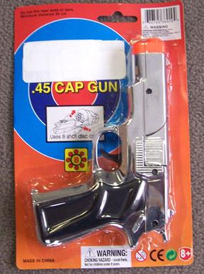 SILVER PLASTIC 45 MAG 8 SHOT CAP GUN