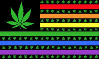 USA POT LEAF MARIJUANA RAINBOW (3ft X 5ft) FLAG