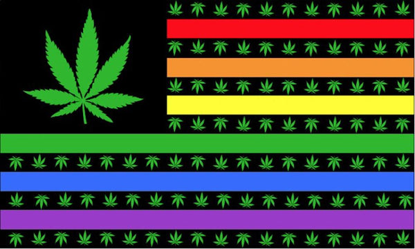 USA POT LEAF MARIJUANA RAINBOW (3ft X 5ft) FLAG