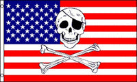 AMERICAN SKULL X BONES PIRATE (3ft X 5ft) FLAG