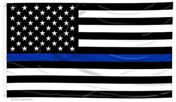AMERICAN BLACK WHITE BLUE THIN LINE police (3ft X 5ft) FLAG