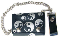 MULTIPLE YIN YANG TRIFOLD LEATHER WALLETS WITH CHAIN