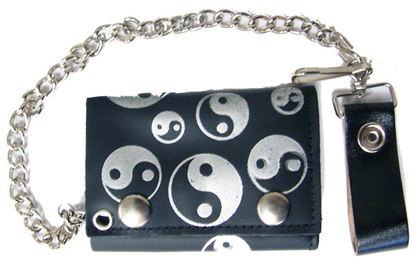 MULTIPLE YIN YANG TRIFOLD LEATHER WALLETS WITH CHAIN