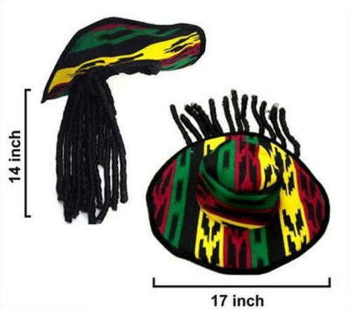 REGGAE PIMP HAT WITH DREADLOCKS (WIDE BRIM HAT)