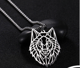 STAINLESS STEEL CUT WOLF HEAD NECKLACE