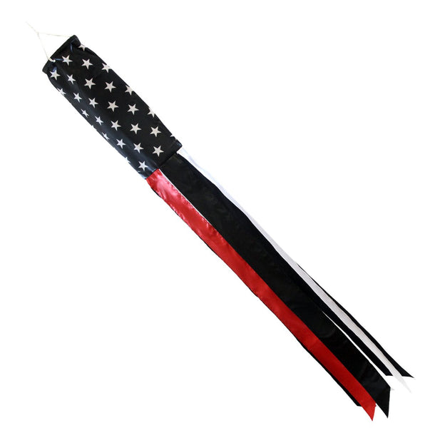 USA RED THIN LINE fire fighter (60 in) WINDSOCK