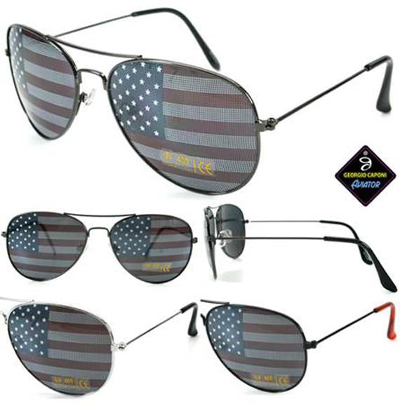 AMERICAN FLAG on LENSES AVAITOR SUNGLASSES
