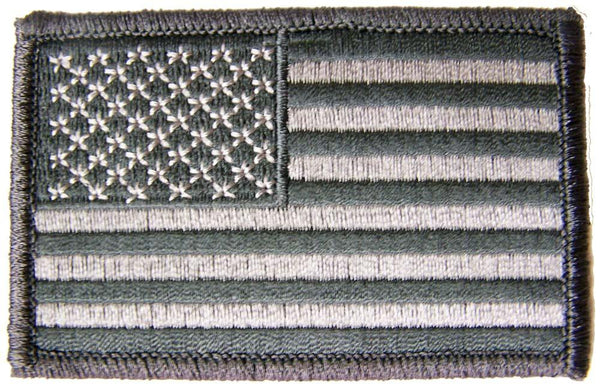 AMERICAN FLAG URBAN GREY left arm 3 INCH EMBROIDERED PATCH