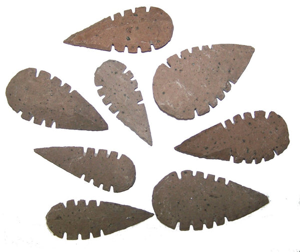 SERRATED HICKORYITE STONE LARGE 2 TO 3 INCH ARROWHEADS