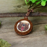 Wood Prism 3D Like Animal Necklaces On Adjustable Wax Rope Necklace WOLF, BEAR, FOX, OWL (sold by the piece)