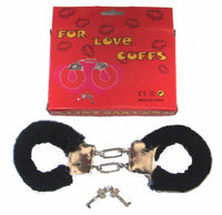 BLACK DOUBLE CHAIN FUR LINED HANDCUFFS