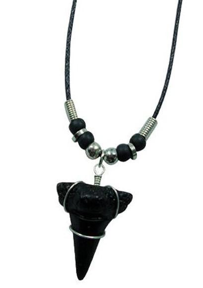 BLACK SHARK TOOTH ROPE NECKLACE