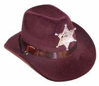 BROWN FELT SHERIFF COWBOY HAT WITH BADGE