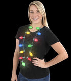 LARGE BULB Christmas Holiday LED Light Bulb Flashing 25" Necklace (sold by piece or dozen)