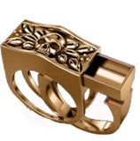 ROSE GOLD  HIDDEN COMPARTMENT SKULL METAL BIKER RING (sold by the piece)