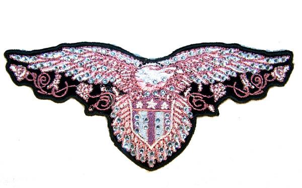RHINESTONE EAGLE EMBROIDERED PATCH