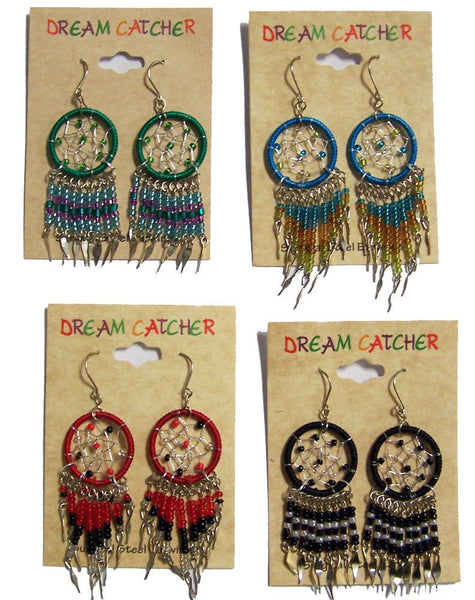 DREAM CATCHER DANGLE SEED BEAD EARINGS