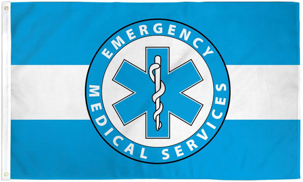 EMS EMERGENCY MEDICAL WHITE LINE (3ft X 5ft) FLAG