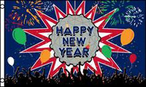 HAPPY NEW YEARS PARTY BALL (3ft X 5ft) FLAG
