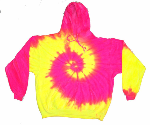 PINK YELLOW FLO SWIRL TIE DYED HOODIE