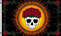 GRACIOUSLY DEPARTED SKULL AND ROSES (3ft X 5ft) FLAG