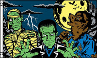 FRANKENSTEIN / MUMMY FRIGHT NIGHT halloween (3ft X 5ft) FLAG