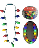 LARGE BULB Christmas Holiday LED Light Bulb Flashing 25" Necklace (sold by piece or dozen)