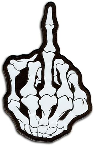 REFLECTIVE MIDDLE FINGER JUMBO 11X7 INCH PATCH (Sold by the piece)