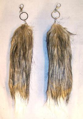LIGHT BROWN WHITE TIP FOX TAIL KEY CHAIN