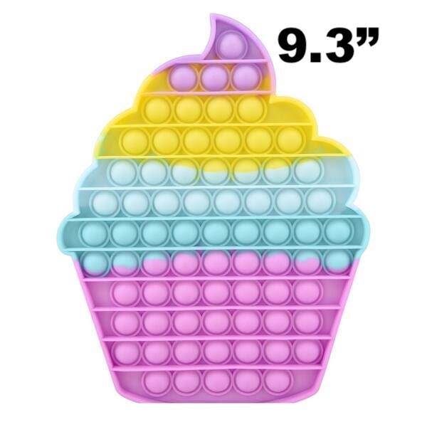 9.3" PASTEL CUPCAKE BUBBLE POP IT SILICONE STRESS RELIEVER TOY (sold by the piece )