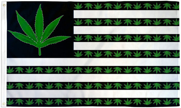 GREEN POT LEAF USA MARIJUANA (3ft X 5ft) FLAG