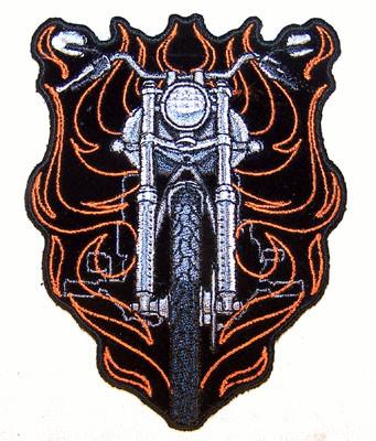 MOTORCYCLE FRONT FLAME EMBROIDERIED PATCH