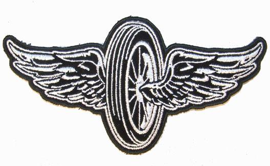 MOTORCYCLE WHEEL WINGS 5 INCH PATCH