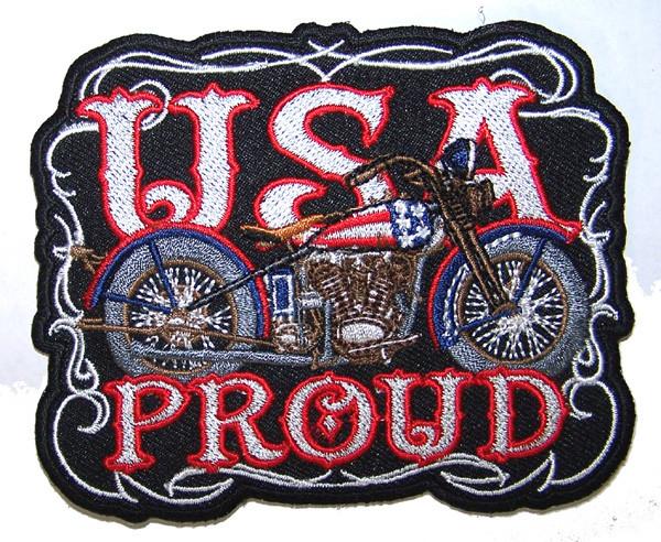 USA MOTORCYLE PROUD EMBROIDERED PATCH