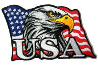 USA FLAG EAGLE HEAD 4 INCH EMBROIDERED PATCH