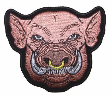 PIG / BOAR WITH NOSE RING EMBROIDERED PATCH
