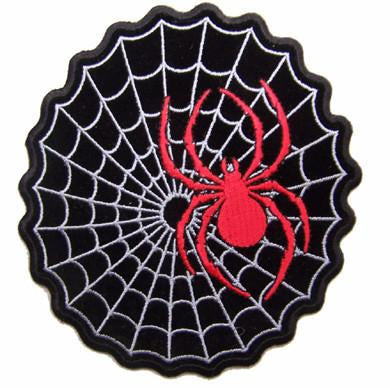 RED SPIDER IN WEB 5 IN EMBROIDERED PATCH