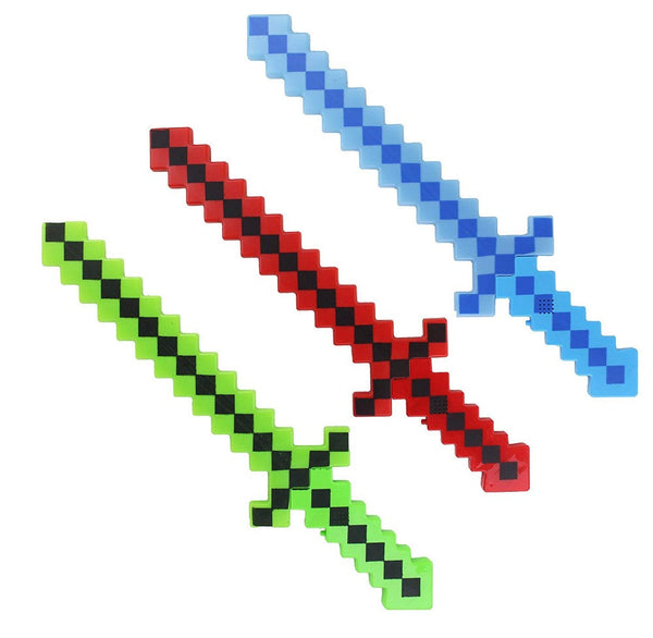ASST COLOR 24"  LIGHT UP RAINBOW PIXEL SWORD WITH SOUND (sold by the piece)