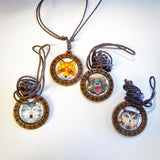 Wood Prism 3D Like Animal Necklaces On Adjustable Wax Rope Necklace WOLF, BEAR, FOX, OWL (sold by the piece)