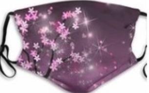 PURPLE FLOWER & STARS REUSABLE WASHABLE MASK with filter included