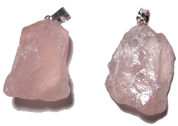 ROSE QUARTZ ROUGH NATURAL MINERAL STONE PENDANT