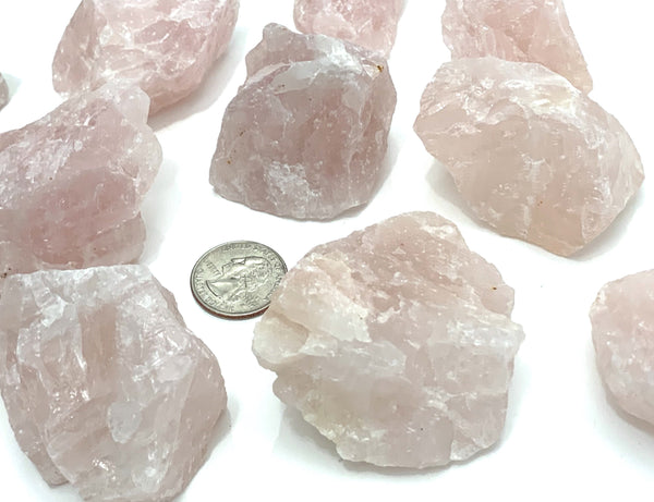 ROUGH CUT ROSE QUARTZ CRYSTALS 2"-2 1/2" LARGE MINERAL STONES (sold by the piece or lot of 4 )