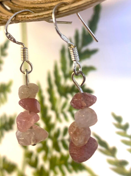 ROSE QUARTZ STONE EARRINGS (sold by the pair)