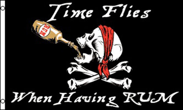 TIME FLIES WHEN YOUR HAVING RUM (3ft X 5ft) FLAG