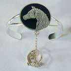HORSE HEAD SLAVE CUFF BRACELET WITH RING ON CHAIN