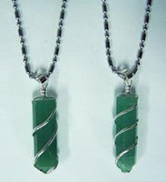 AVENTURINE COIL WRAPPED POINT STONE PENDANT ONLY (sold by the piece or bag of 10 )