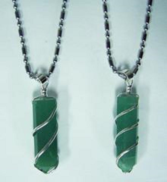 AVENTURINE COIL WRAPPED POINT STONE PENDANT ONLY (sold by the piece or bag of 10 )