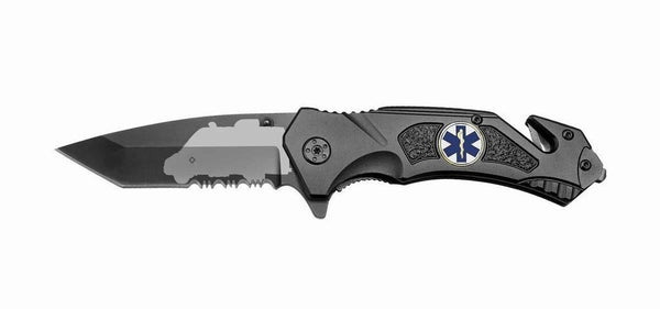 EMS WITH AMBULANCE FOLDING LOCK BLADE KNIFE