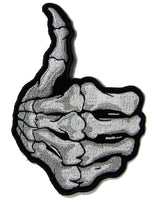 SKELETON HAND THUMB UP BONES 5 INCH EMBROIDERED PATCH