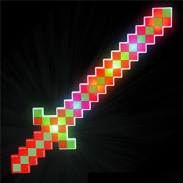 24" RED & GREEN LIGHT UP RAINBOW PIXEL SWORD (sold by the piece)